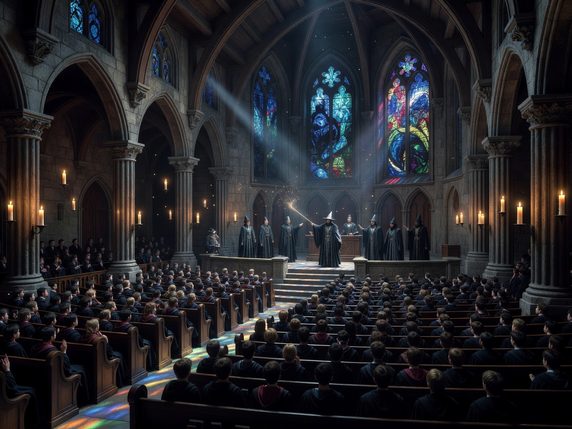 Cinematic auditorium atmosphere for wizarding franchise finale