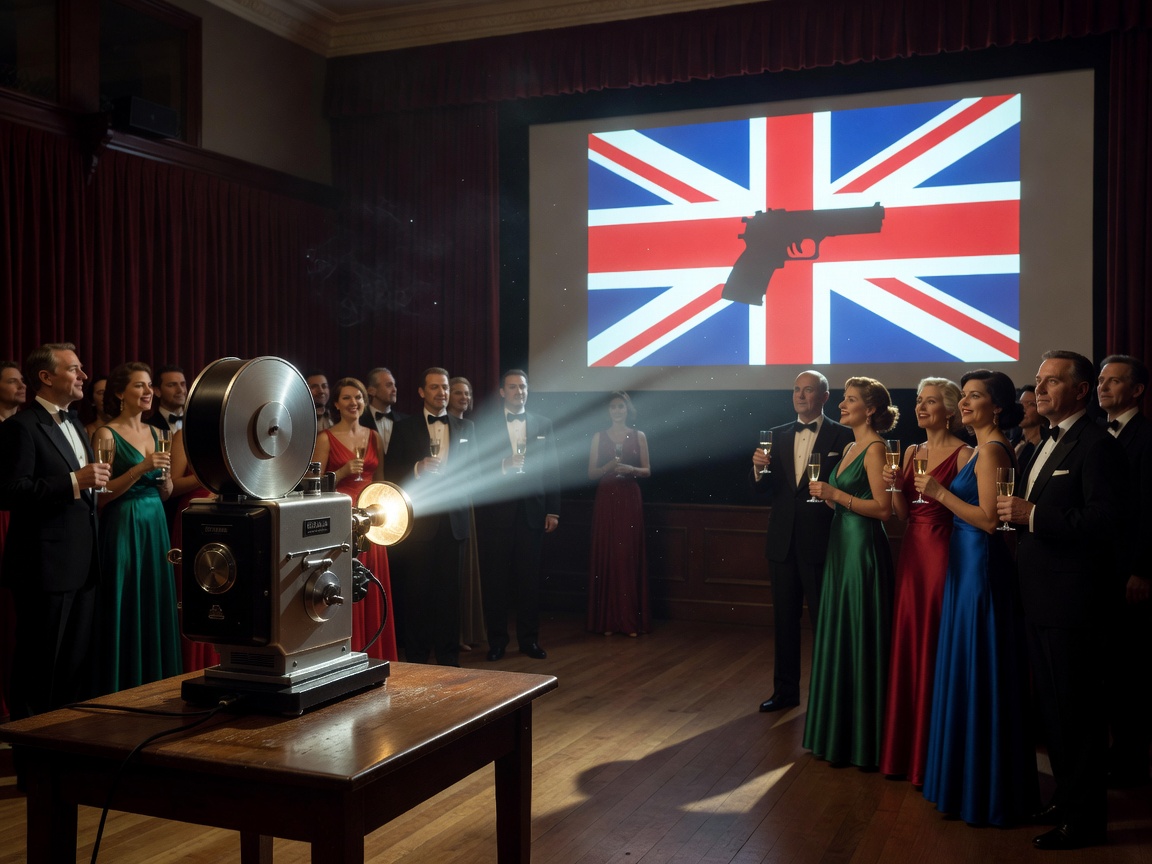 Cinematic projector shining light on screen celebrating Skyfall British box office record